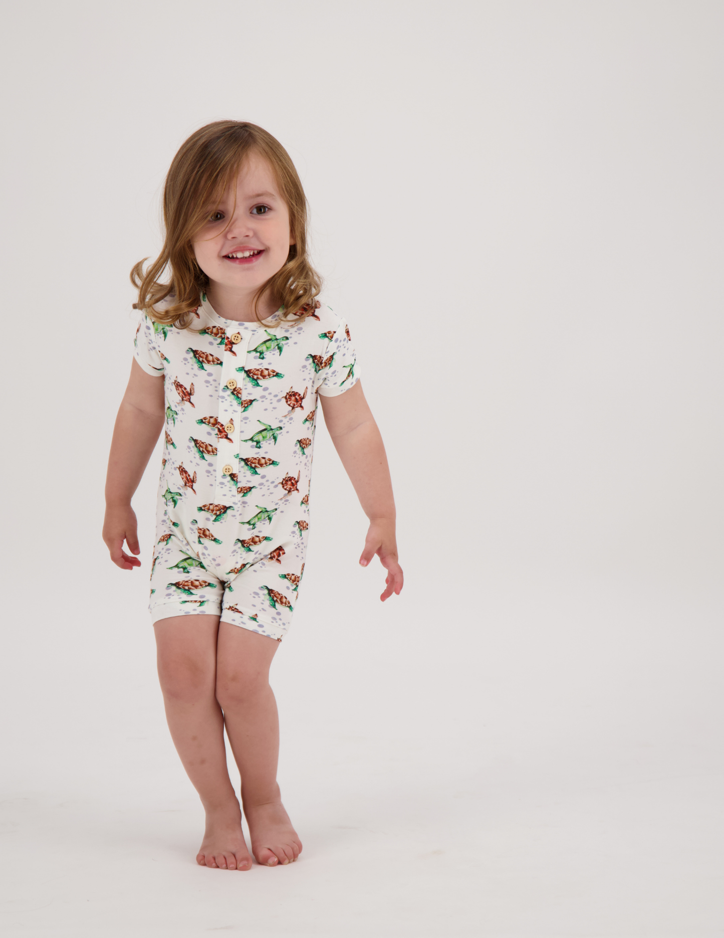 Short Romper in Spring Turtles