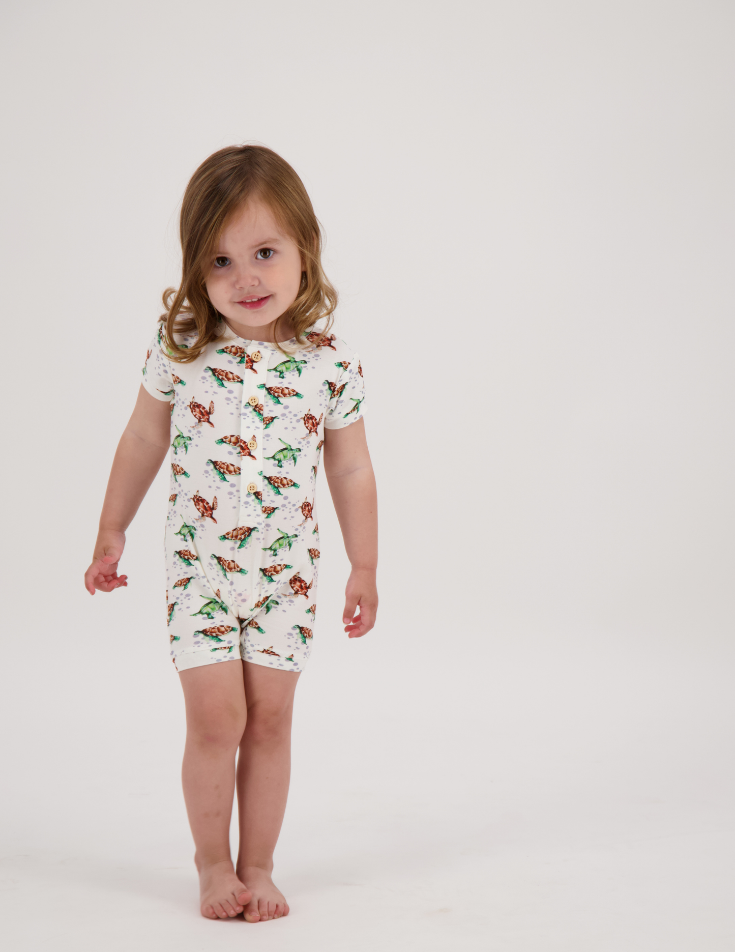 Short Romper in Spring Turtles