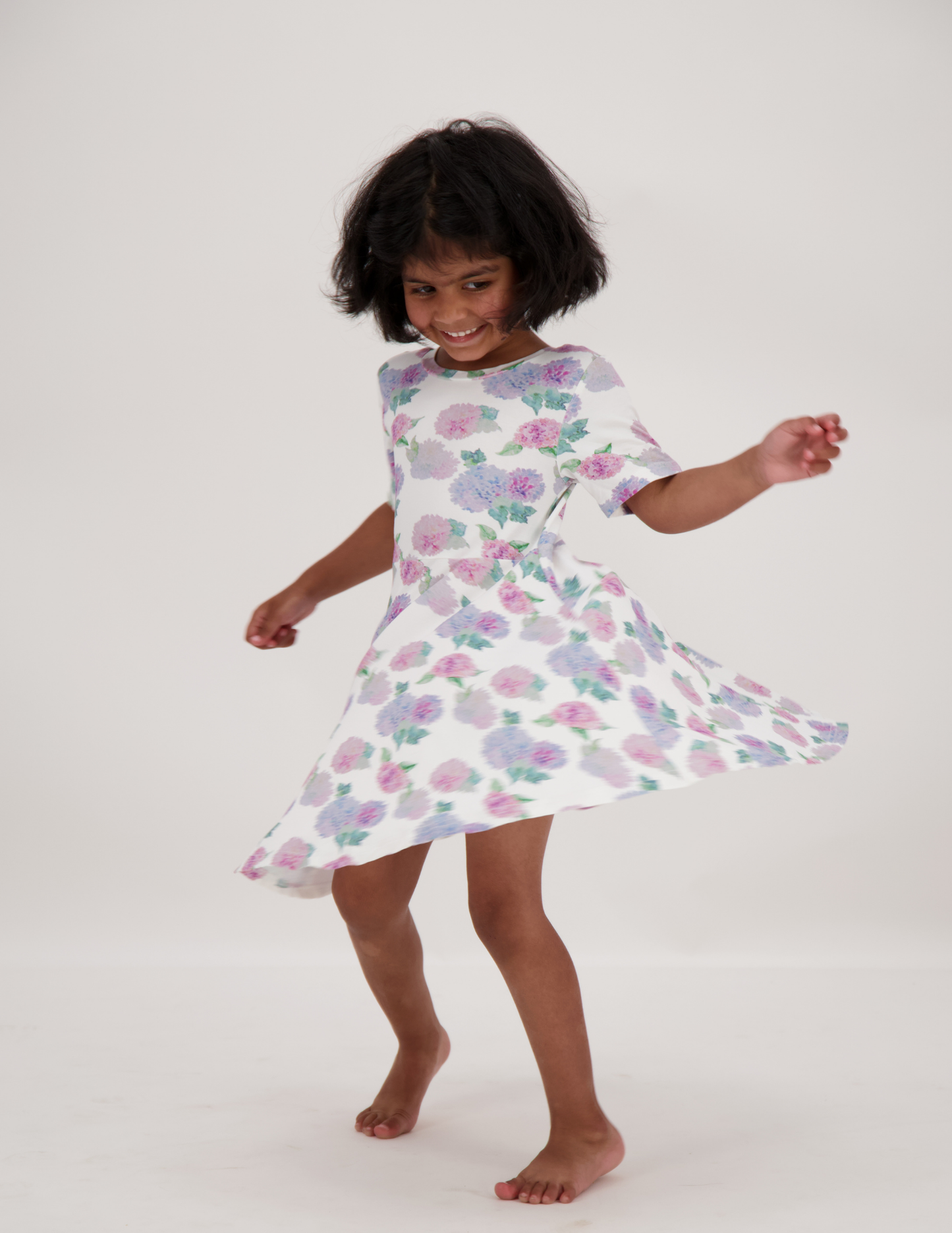 Twirl dress in Spring Hydrangeas