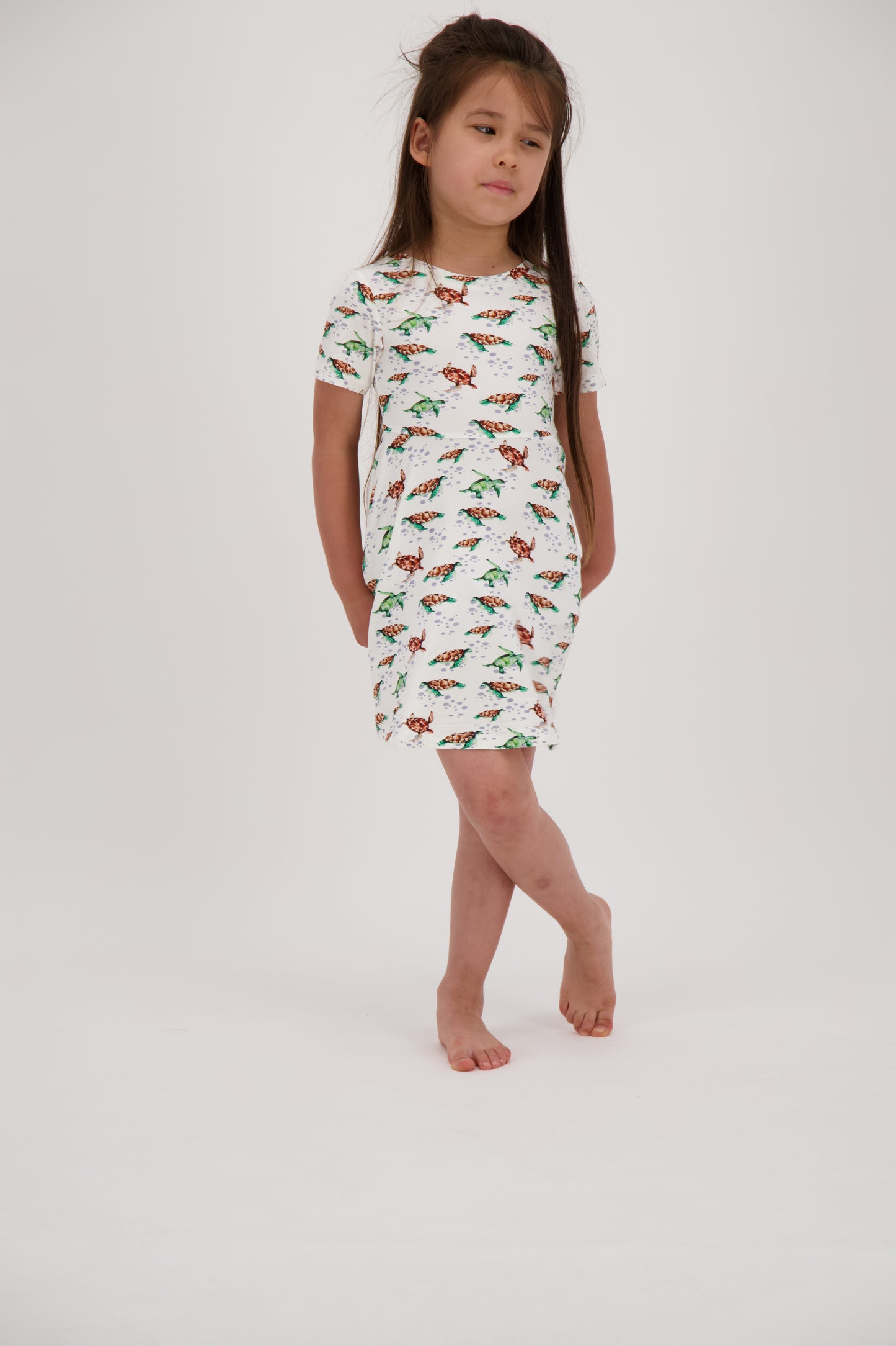 Twirl dress in Spring Turtles