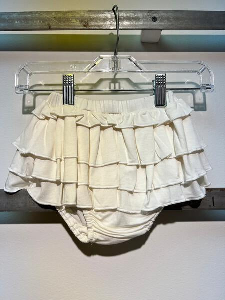 ruffled bloomer in plain ivory, in sustainable bamboo fabric